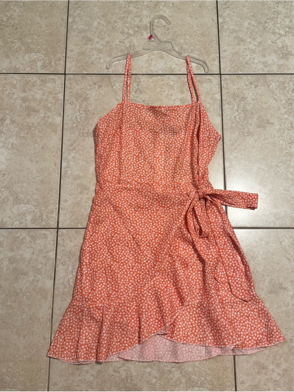 Zaful Coral Floral Wrap Mini Dress